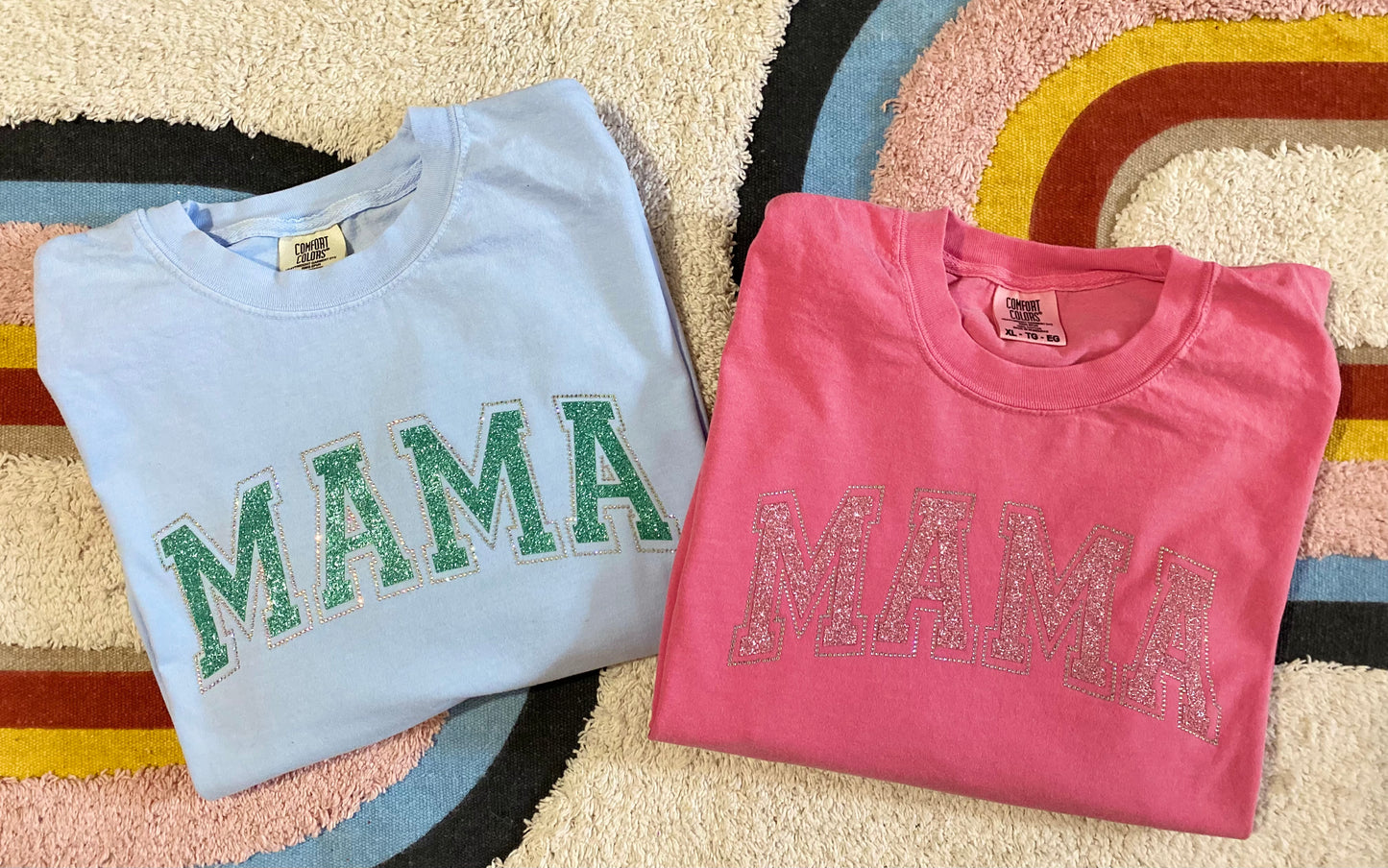 MAMA | PINK | RHINESTONE | T-SHIRT | SHORT SLEEVE