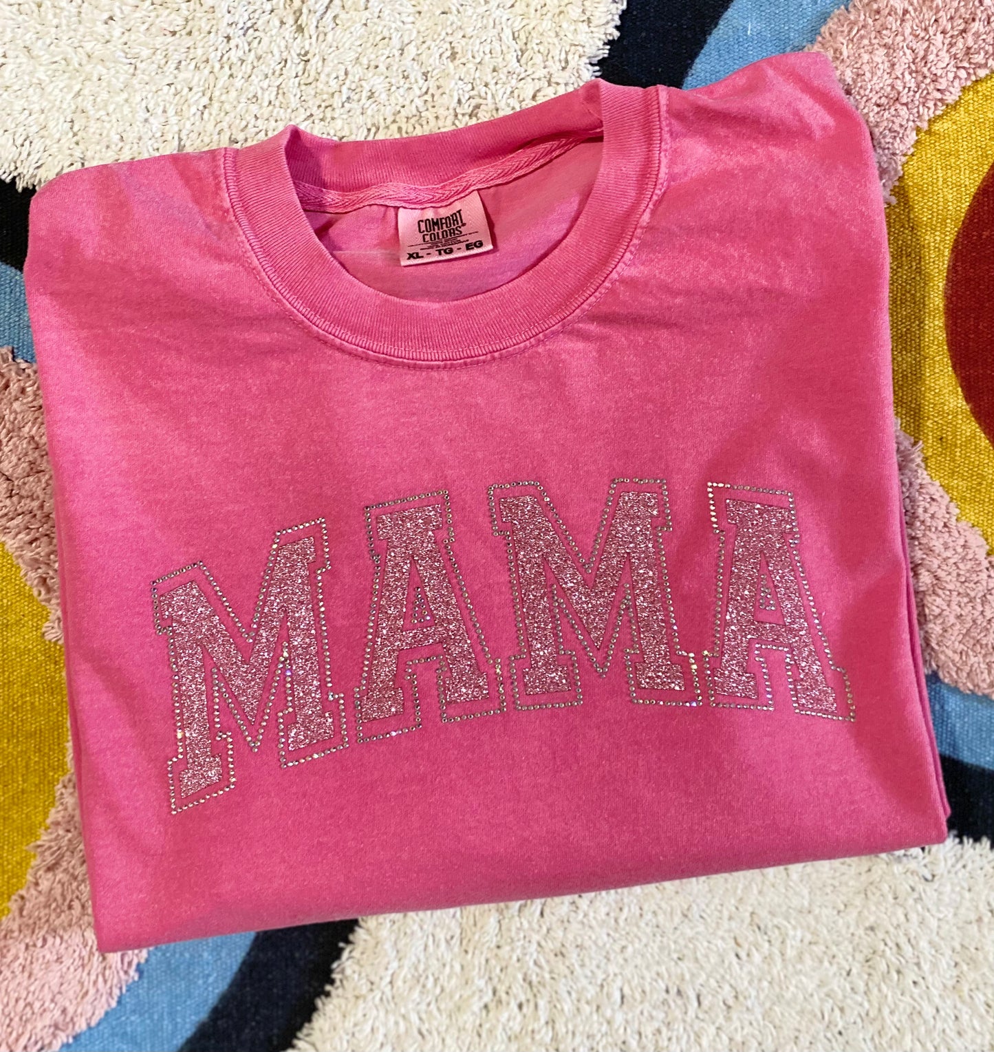 MAMA | PINK | RHINESTONE | T-SHIRT | SHORT SLEEVE