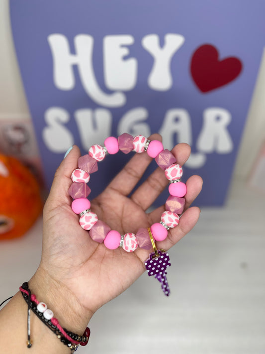 PINK COW | KEYCHAIN | WRISTLETS